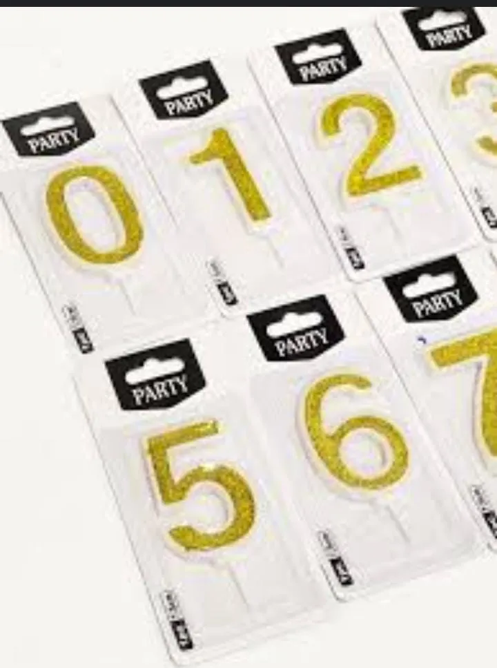 Imported Glittery Gold Birthday Number Candles 0-9 - شراء السعادة