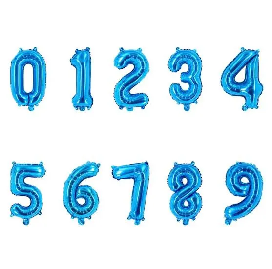 Helium Foil Balloons Numbers 0 to 9 Birthday Blue 32 Inches - شراء السعادة