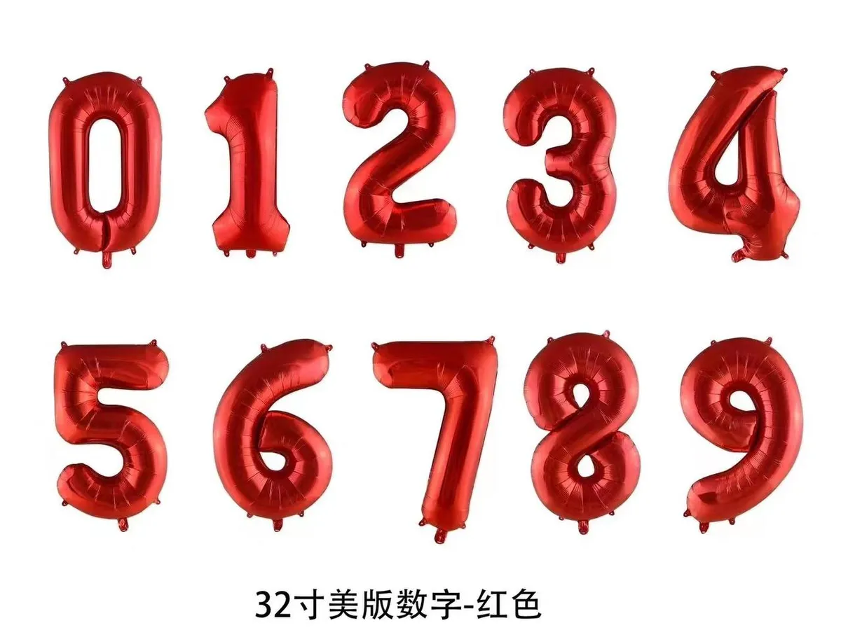 بالونات هيليوم فويل ارقام من 0 الي 9 عيد ميلاد احمر 32 انش - شراء السعادة