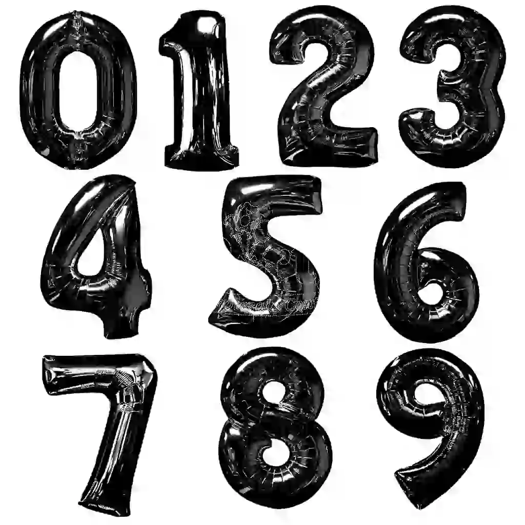 Black Foil Helium Number Balloons 0-9 - 32 Inches - Birthday - شراء السعادة