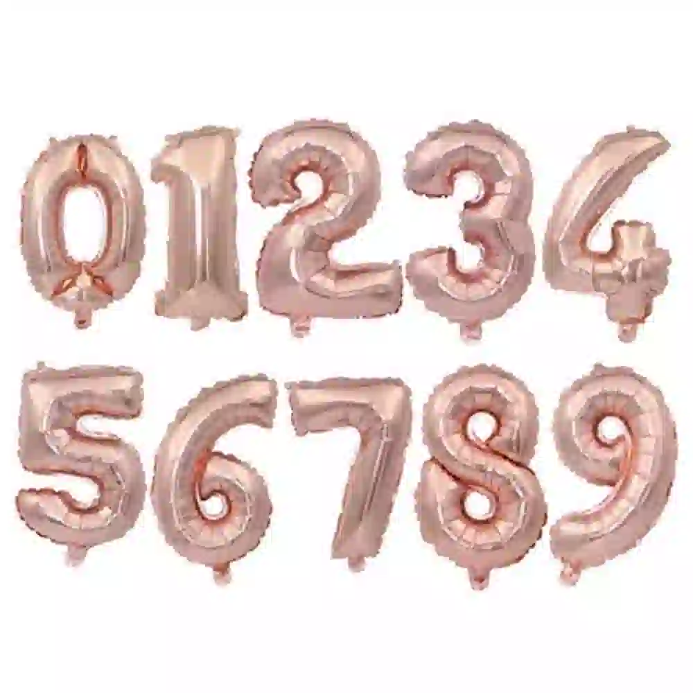 Rose Gold Foil Helium Number Balloons from 0 to 9- 32 Inches - شراء السعادة
