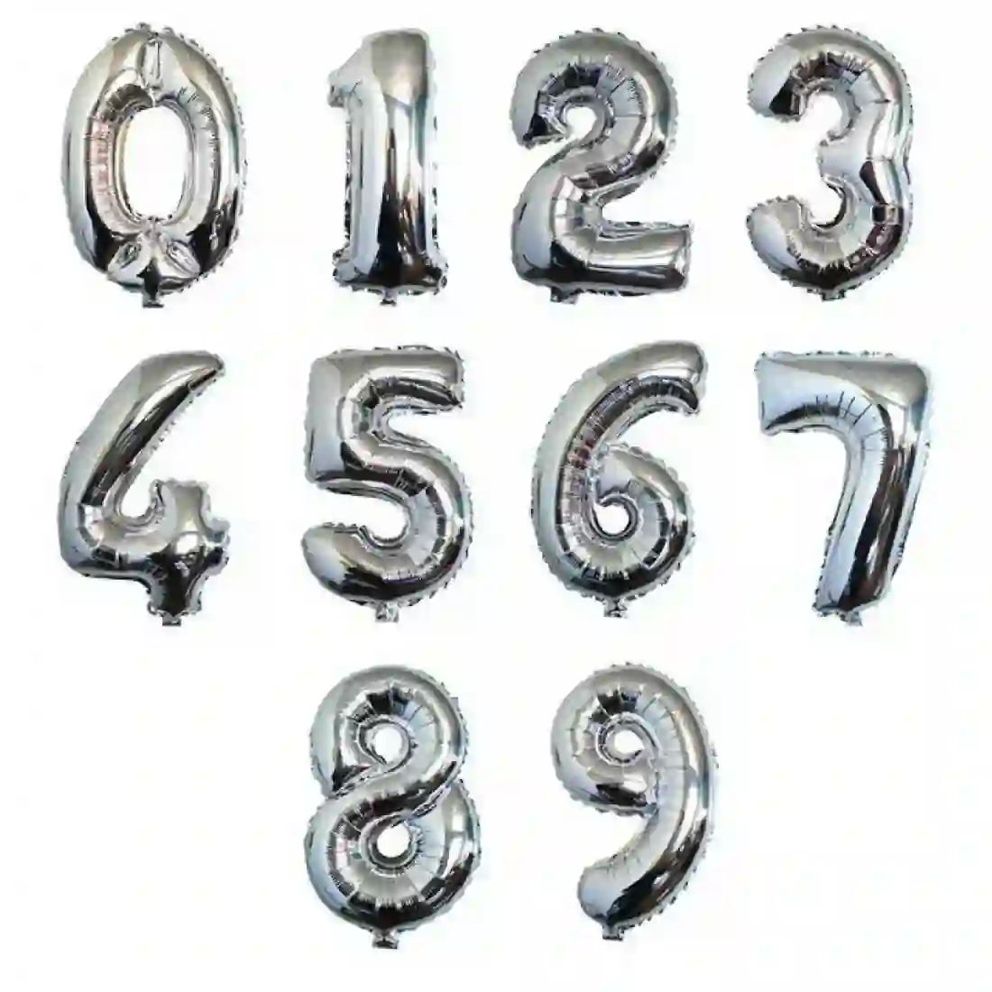 Silver Foil Helium Number Balloons from 0 to 9 32 Inches - شراء السعادة